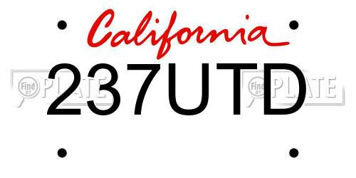 237UTD California License Plate