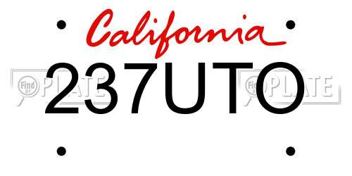 237UTO California License Plate