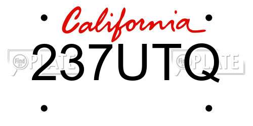 237UTQ California License Plate