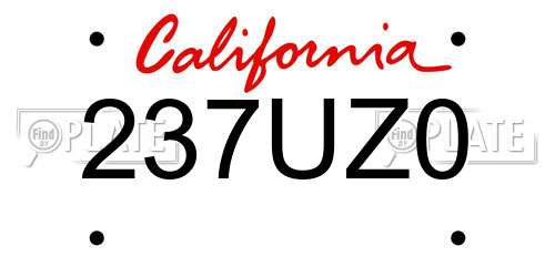 237UZ0 California License Plate