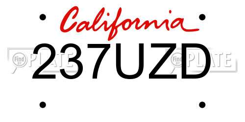237UZD California License Plate