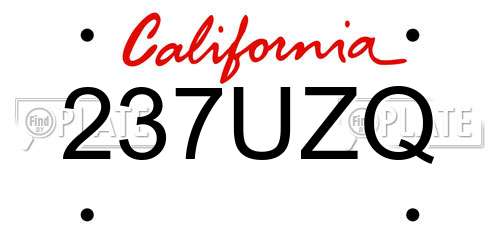 237UZQ California License Plate