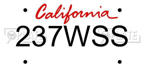 237WSS California License Plate