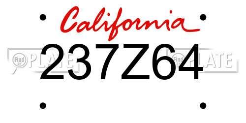 237Z64 California License Plate