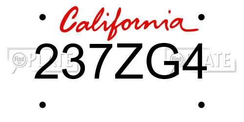 237ZG4 California License Plate