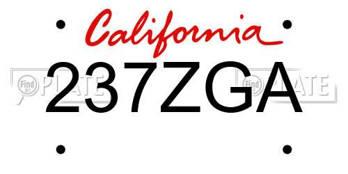 237ZGA California License Plate