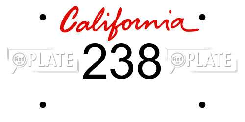 238 California License Plate