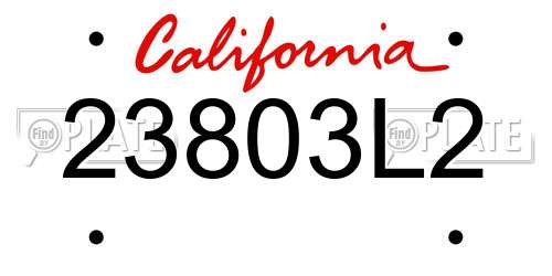 23803L2 California License Plate