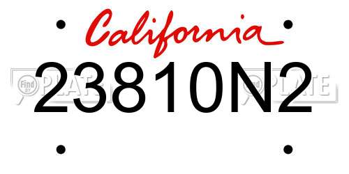 23810N2 California License Plate