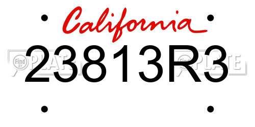 23813R3 California License Plate