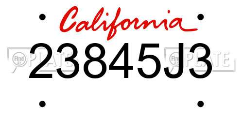 23845J3 California License Plate