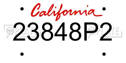 23848P2 California License Plate