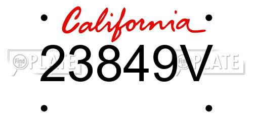 23849V California License Plate