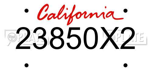 23850X2 California License Plate
