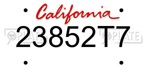 23852T7 California License Plate