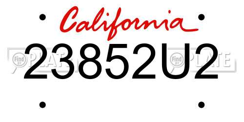 23852U2 California License Plate