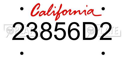 23856D2 California License Plate