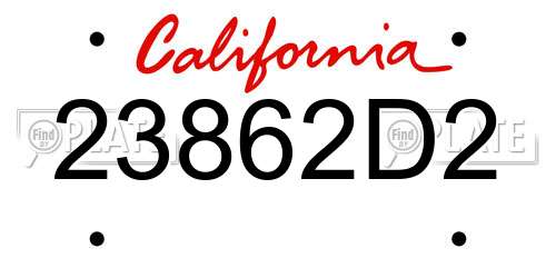 23862D2 California License Plate