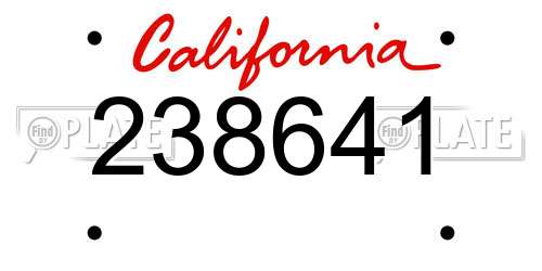 238641 California License Plate