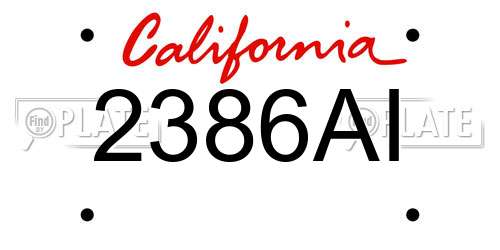 2386AI California License Plate