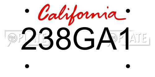 238GA1 California License Plate