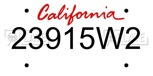 23915W2 California License Plate