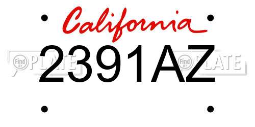 2391AZ California License Plate