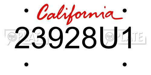 23928U1 California License Plate