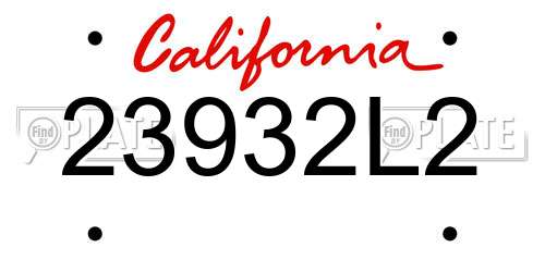 23932L2 California License Plate