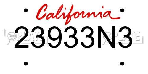 23933N3 California License Plate
