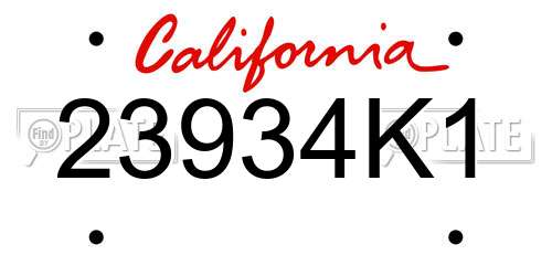 23934K1 California License Plate
