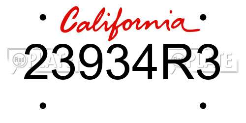 23934R3 California License Plate