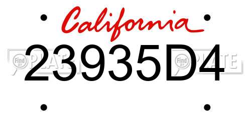 23935D4 California License Plate
