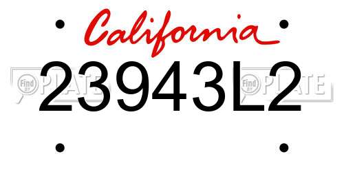23943L2 California License Plate