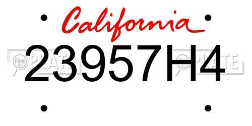 23957H4 California License Plate