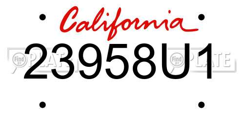 23958U1 California License Plate
