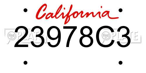 23978C3 California License Plate