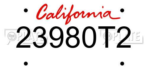 23980T2 California License Plate