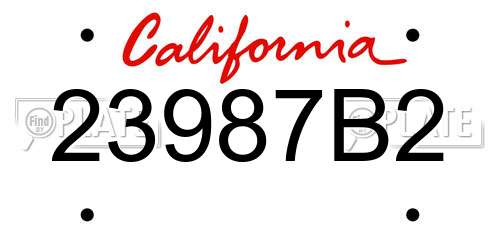 23987B2 California License Plate