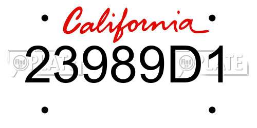 23989D1 California License Plate