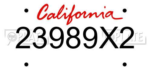 23989X2 California License Plate