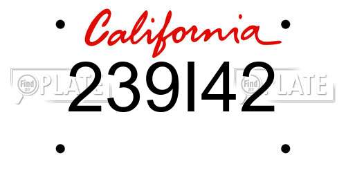 239I42 California License Plate