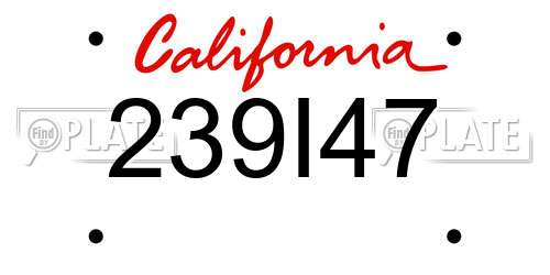 239I47 California License Plate