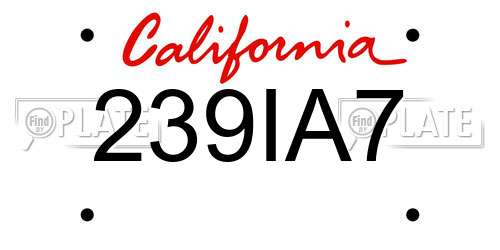239IA7 California License Plate