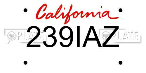 239IAZ California License Plate