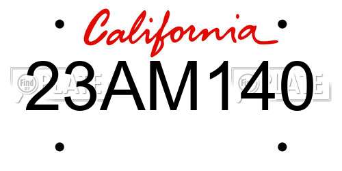 23AM140 California License Plate