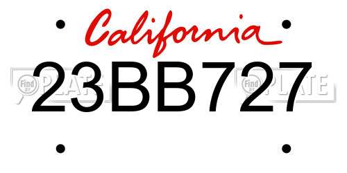 23BB727 California License Plate