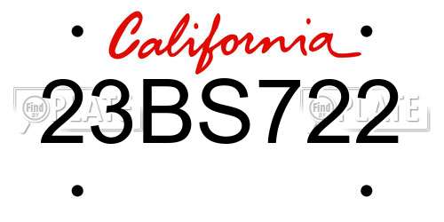 23BS722 California License Plate
