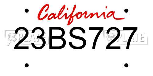 23BS727 California License Plate