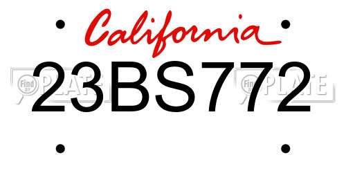 23BS772 California License Plate